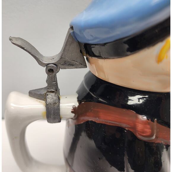 M.S.R. Imports Policeman Mug, Ceramic, Pewter Lid, Hand Painted, 8.25" Vintage - Picture 12 of 16